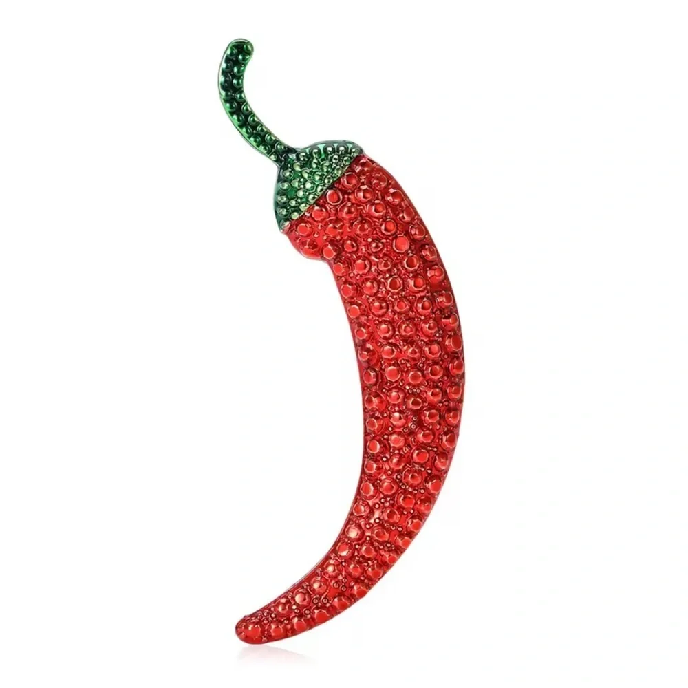 Red Chili Pepper Gold Brooch